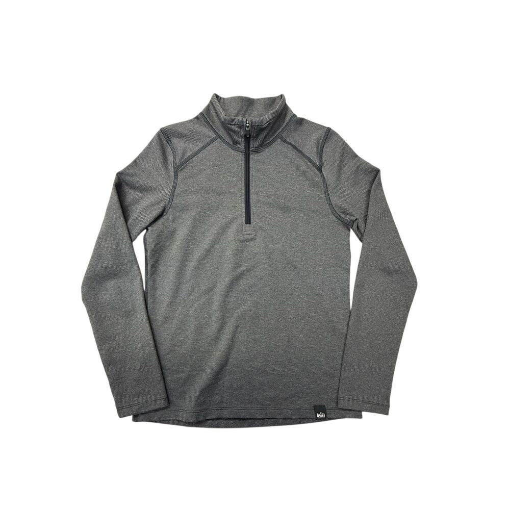 REI Quarter Zip Heathered Gray Striped Performance Top Boy’s Medium(10-12)